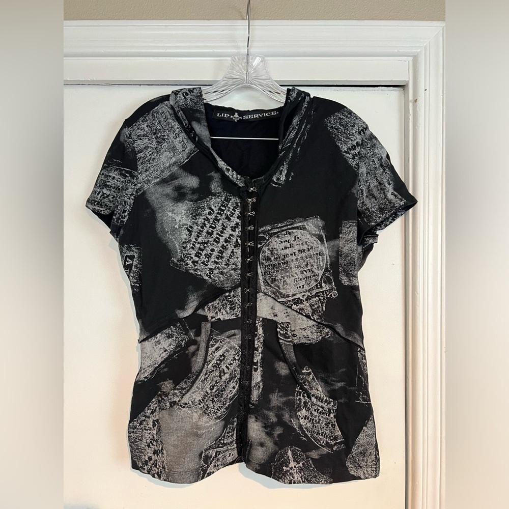 Vintage Lip Service gravestone corset hoodie